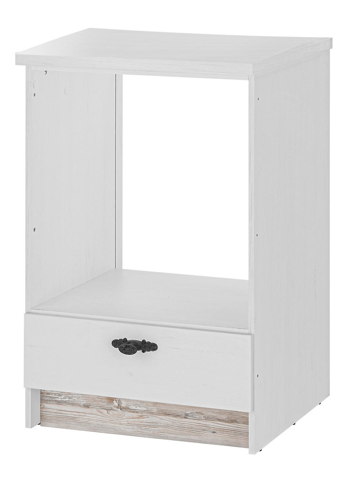 HERDUMBAUSCHRANK weiß Pinie Landhaus, Küche Unterschrank 60 cm, Soft-Close - Weiß, Holzwerkstoff (62/92/60cm) - Furn.Design