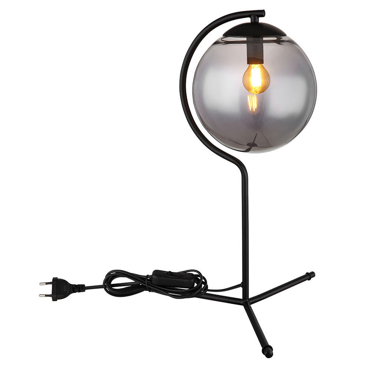 LED TISCHLEUCHTE PORRY Grau Metall Glas - Grau, Glas (35/35/50cm) - Globo Lighting