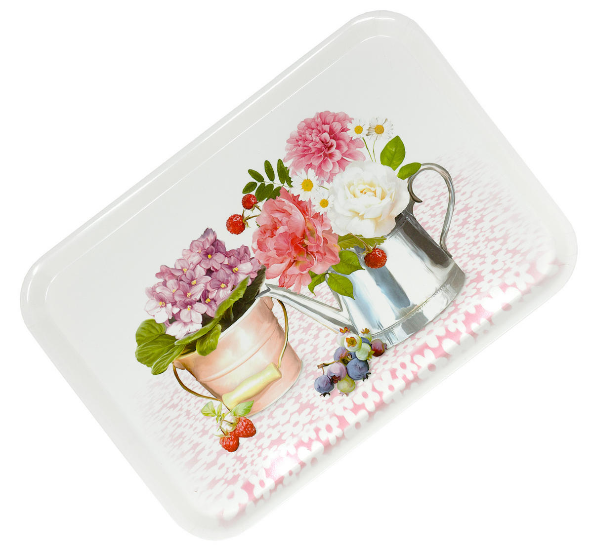 TABLETT Pfingstrose, rechteckige Melamin Serviertablett 45x31 cm - Rosa, Kunststoff (31/2/45cm) - Lashuma