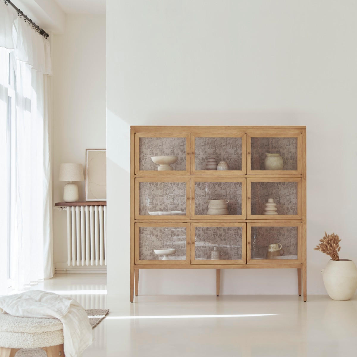 VITRINENSCHRANK Tana Natur aus Eiche - Naturfarben, Holz (160/160/40cm) - Tikamoon