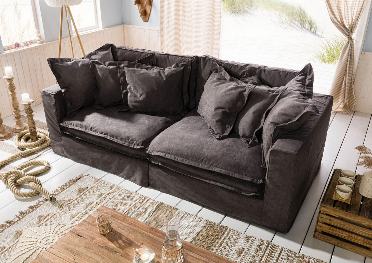 SOFA 2-Sitzer 238x117x90 dunkelgrau SYLT - Grau, Kunststoff (238/90/117cm) - Massivmoebel24