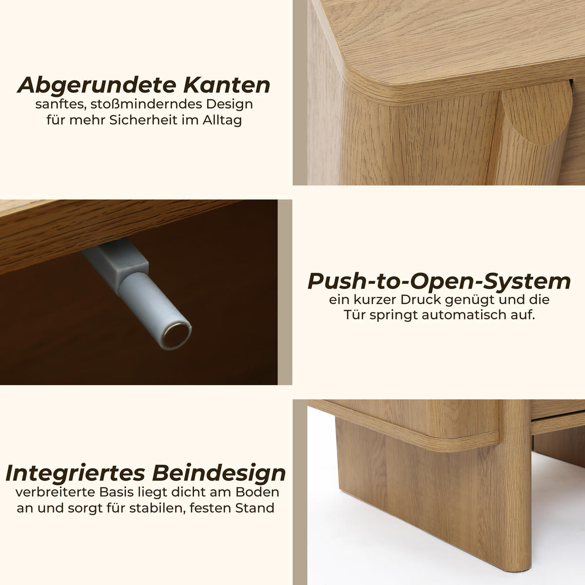 NACHTTISCH Modern im Nordischen Stil,Eichenfarben, Holz-Optik Eiche | B55 x T40 x H60 cm - Eichefarben, Holz (55/60/40cm) - Hometopia