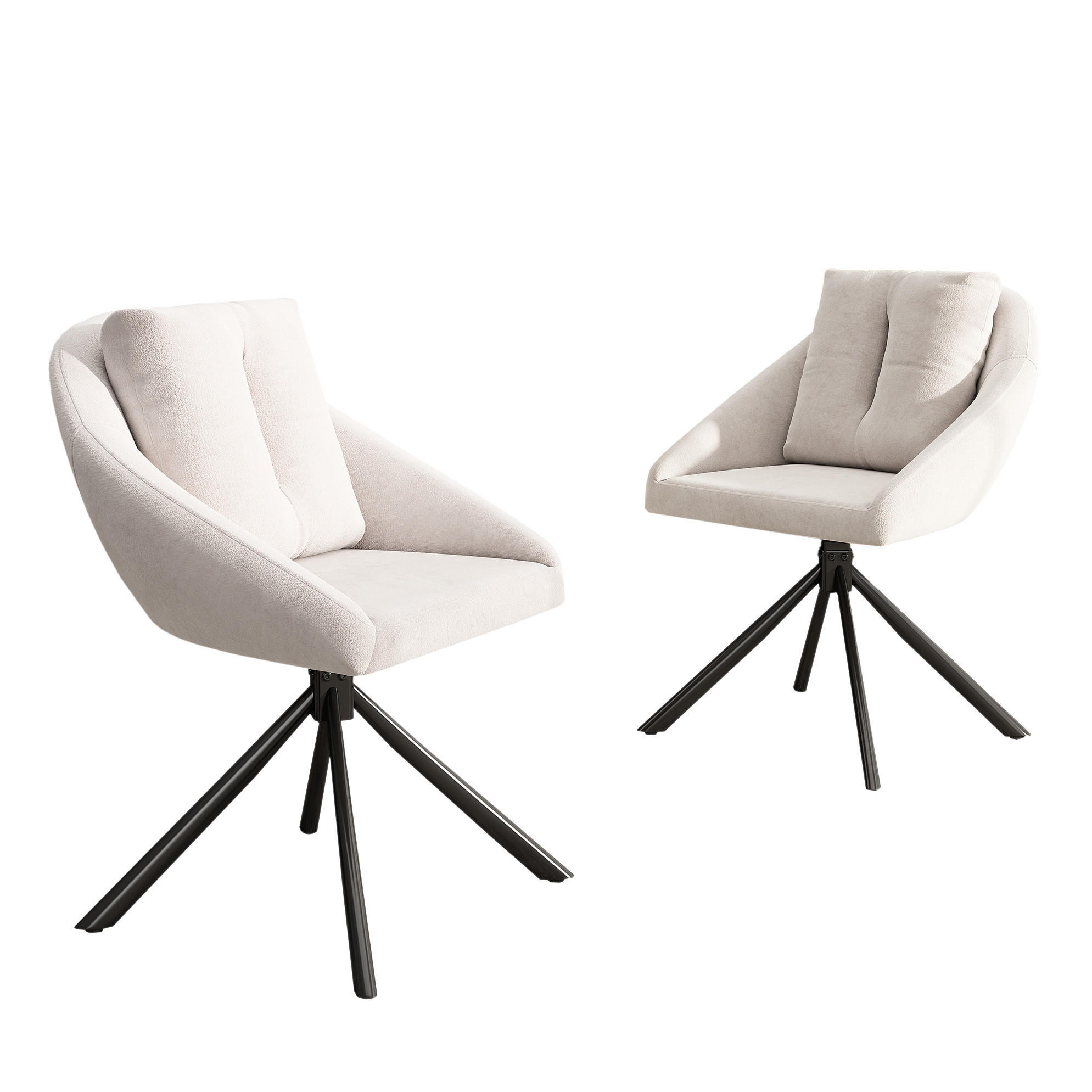 DREHSTUHL 2er-Set Beige aus Samt mit Rollen - Beige, Metall (62.23/49.53/72.39cm) - OKMYHOME