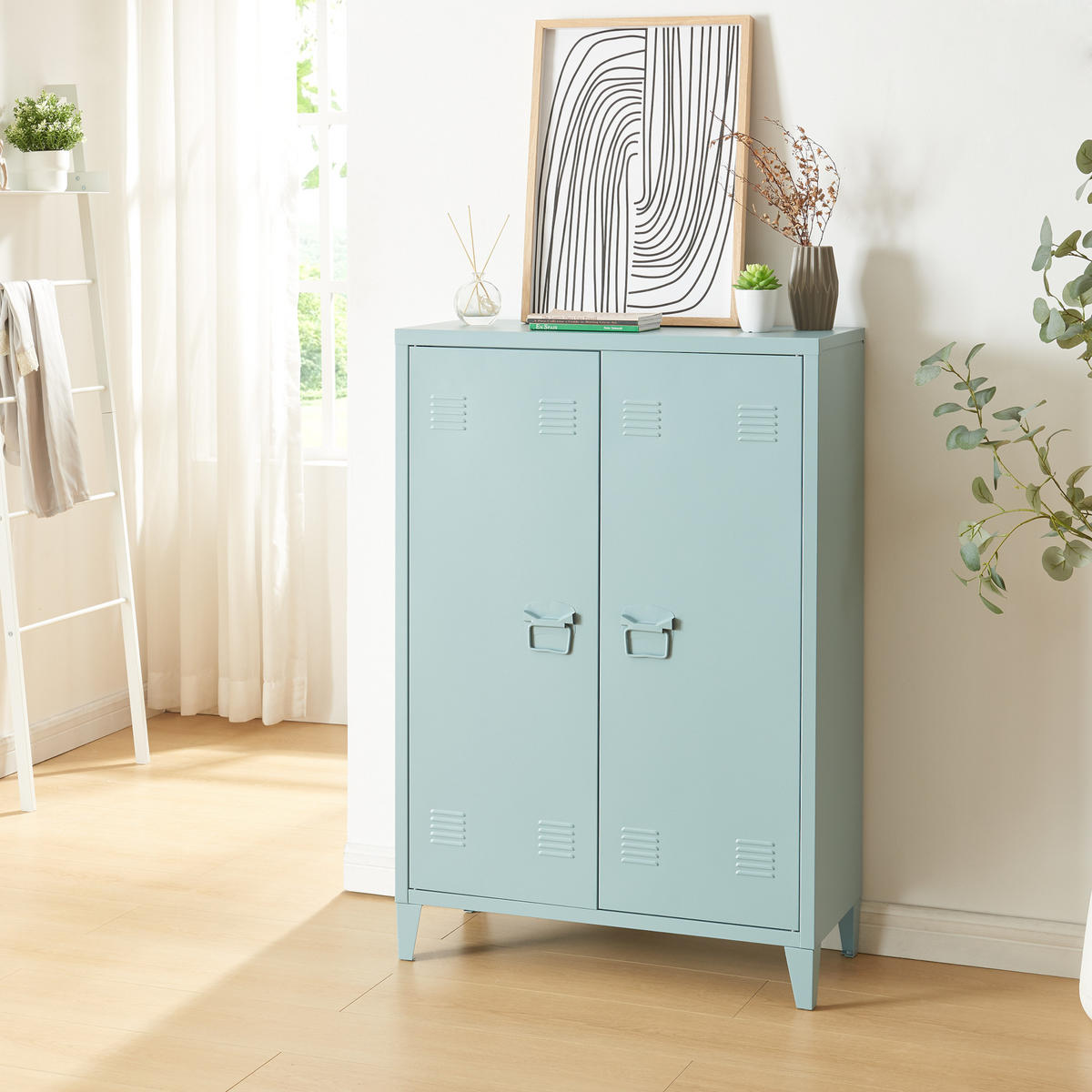 METALLSCHRANK Oripää - Blau, Metall (75/110/33cm) - [en.casa]
