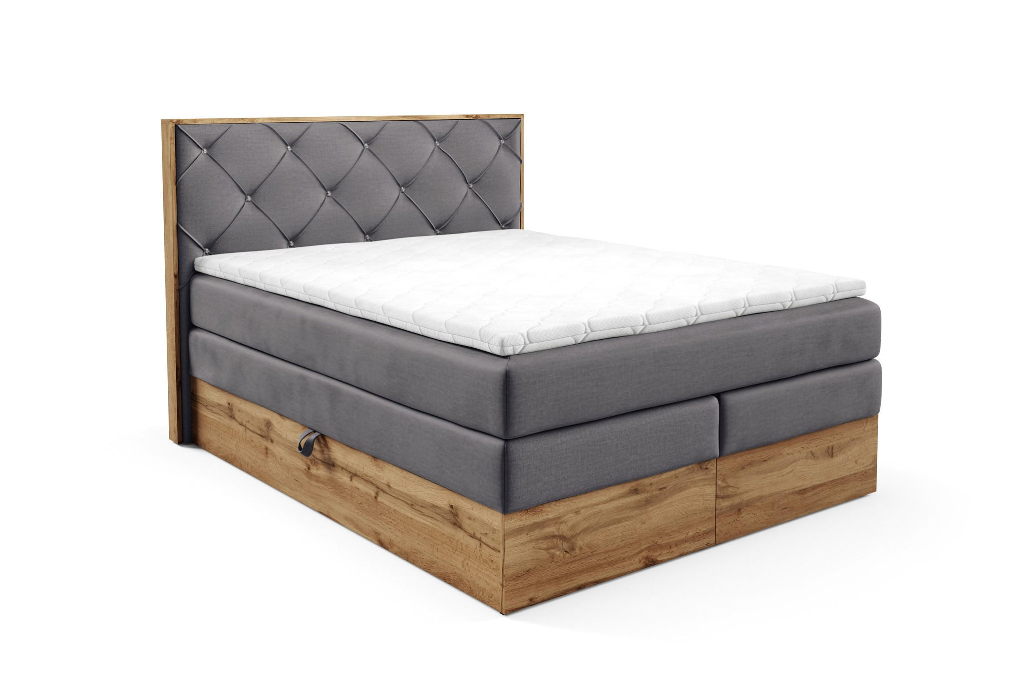 BOXSPRINGBETT Navel - Dunkelgrau, Holzwerkstoff/Textil (160/200cm) - Fun Möbel