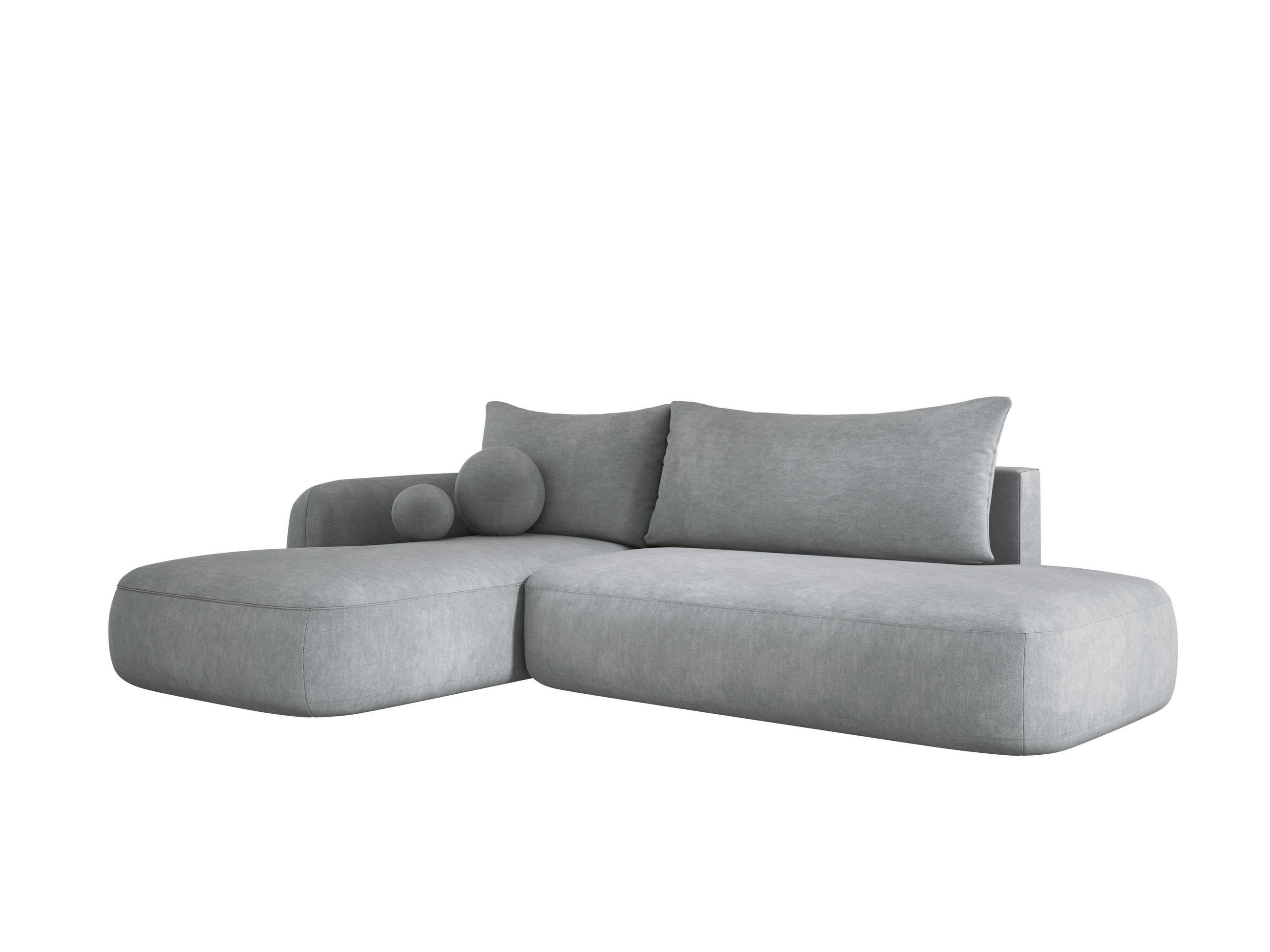 ECKSOFA BABU Mit Bettfunktion – Moderne Polsterecke Für Wohnzimmer Funktionales Schlafsofa Im Stoff CLOUD, 300x105x60cm, Linke, Hellgrau - Hellgrau, Holz/Textil (190/300cm) - DomoHome