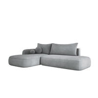 ECKSOFA BABU Mit Bettfunktion – Moderne Polsterecke Für Wohnzimmer Funktionales Schlafsofa Im Stoff CLOUD, 300x105x60cm, Linke, Hellgrau - Hellgrau, Holz/Textil (190/300cm) - DomoHome