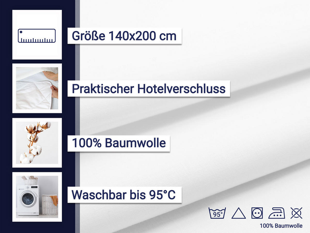 BETTWÄSCHE, 140x200 cm, 100% Baumwolle, Weiß - Weiß, Textil (140/200cm) - Zollner