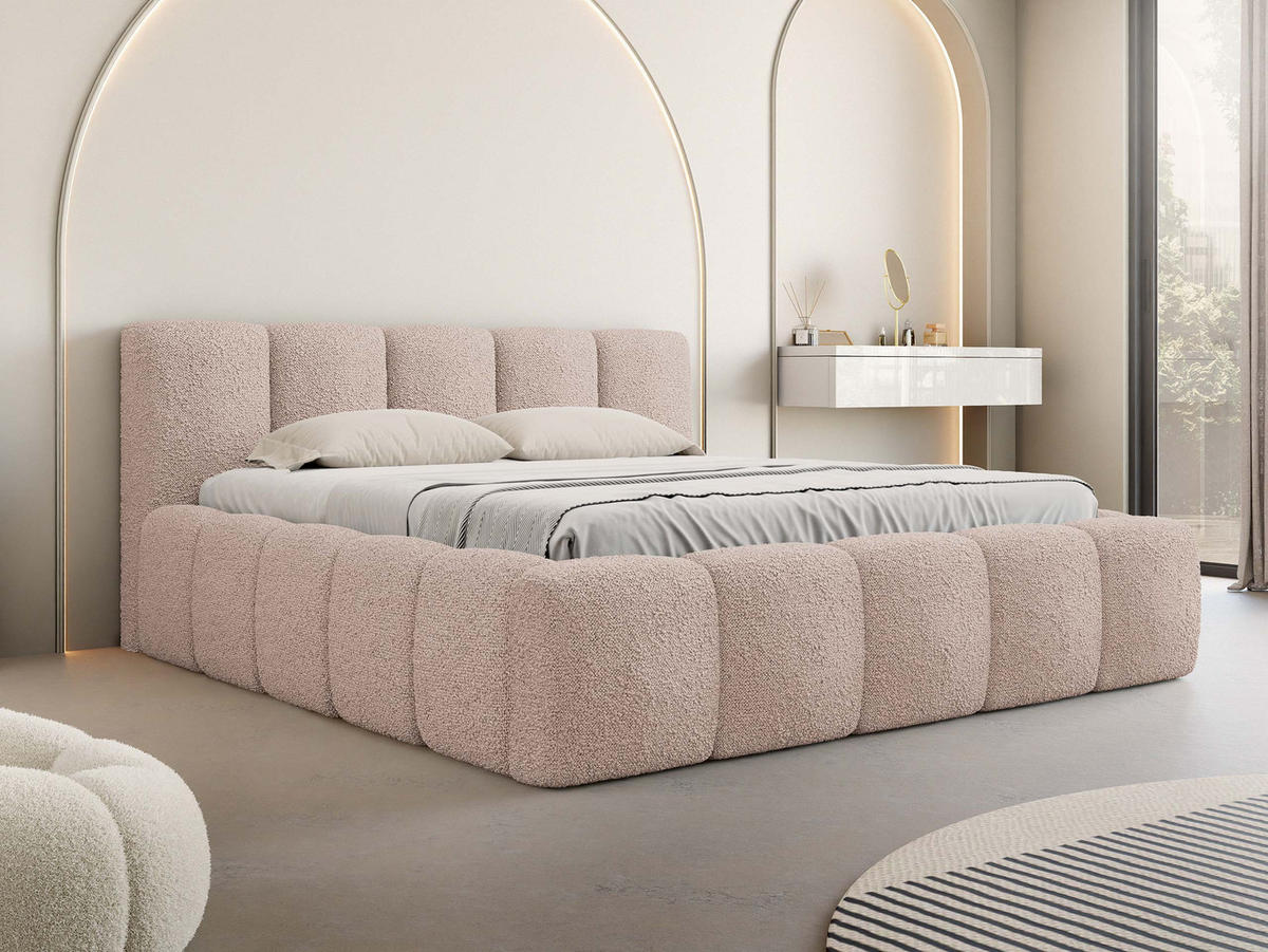 POLSTERBETT Kevson Boucle - Beige, Holzwerkstoff/Textil (160/200cm) - MIRJAN24