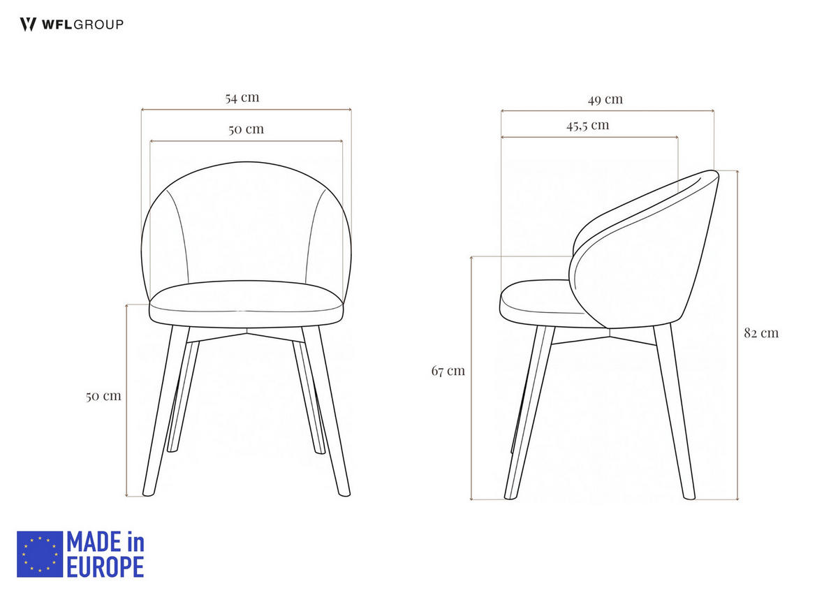 ESSZIMMERSTUHL MELIE 4er Set in Creme Chenille mit Dunkelbraunen Buchenholzbeinen 54/49/82 cm - Dunkelbraun/Creme, Holz/Textil (54/82/49cm) - WFL GROUP