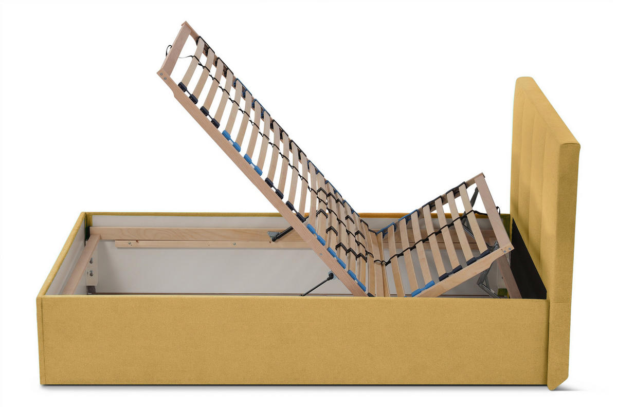 POLSTERBETT Dalas Gold 120 x 200 x 40 cm Bettkasten Mit hochwertiger Matratze H2 (bis 100 kg) und Lattenrost - Goldfarben, Holz (120/200cm) - Halmon Schlafkomfort Betten 