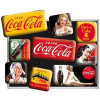 MAGNETSET 9-teilig Coca-Cola Yellow Mix - Multicolor, Metall (9/7/2cm) - Nostalgic-Art