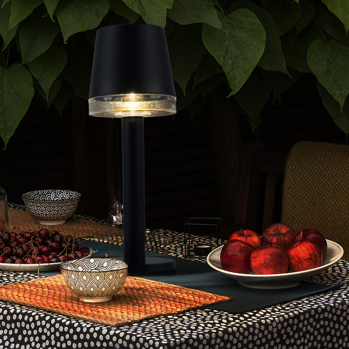 LED AUSSENLEUCHTE Solar Tischlampe Schwarz 2er Set - Schwarz, Kunststoff (8/8/21.5cm) - Globo Lighting