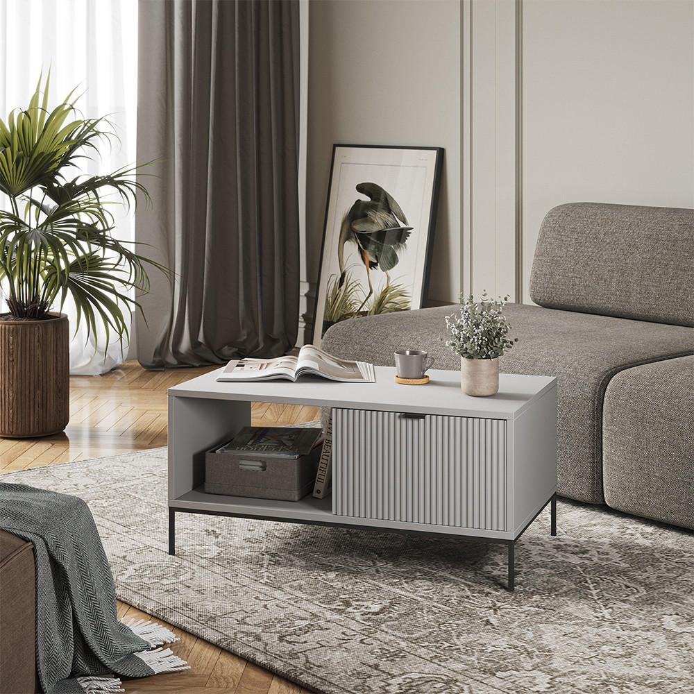 COUCHTISCH Eliza Grau 90 x 50 cm - Grau, Holzwerkstoff (50/90/45cm) - Vicco