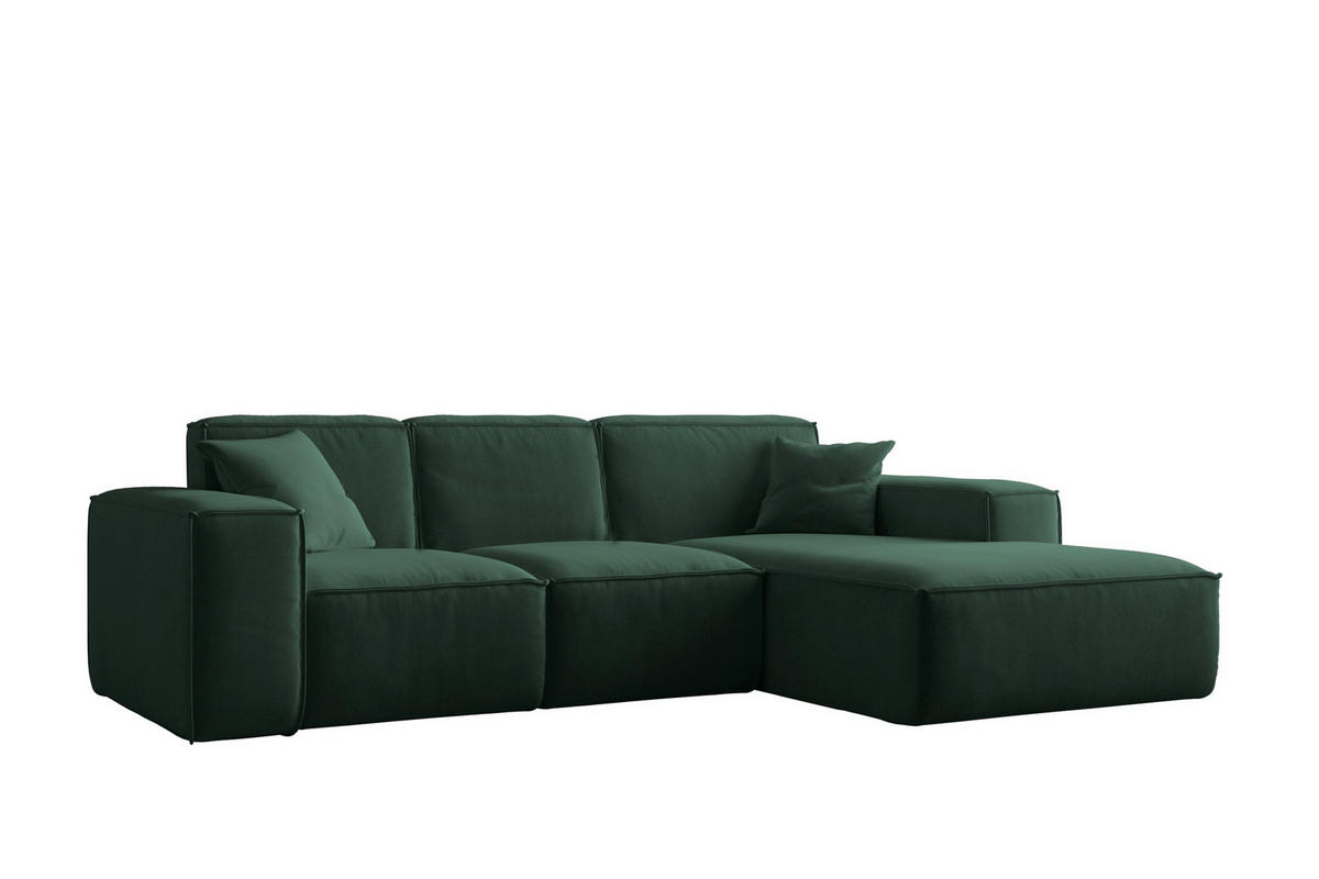 ECKSOFA L-Form Siena Stoff Salvador Grün Rechts - Grün, Holz (266/165cm) - Kaiser Möbel