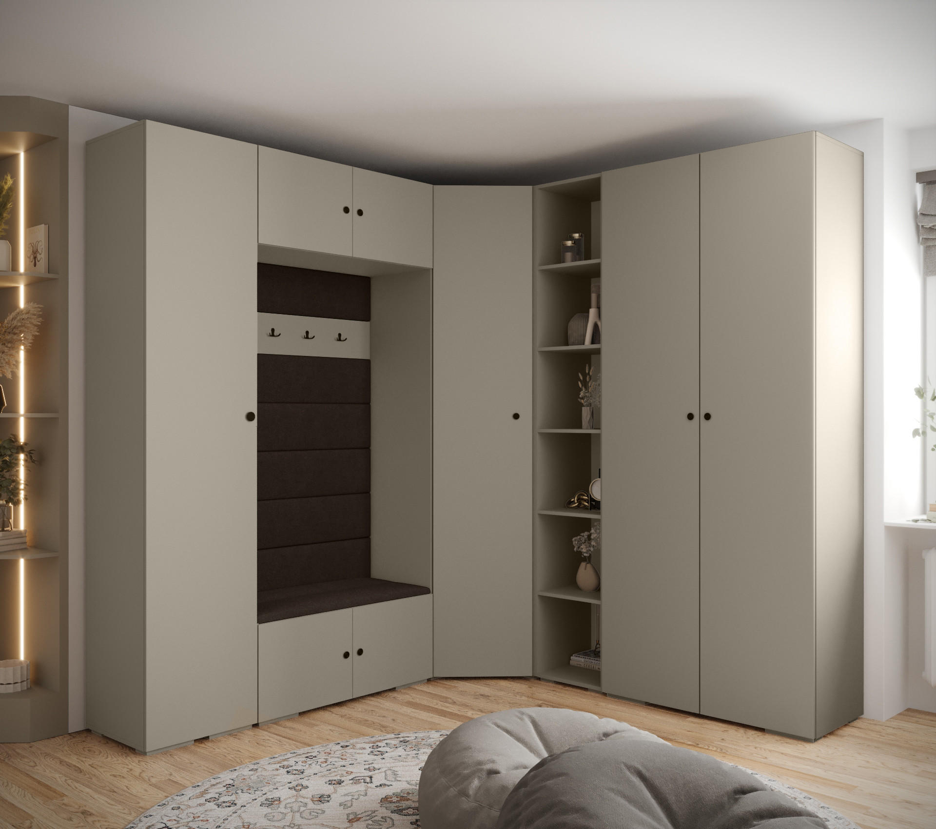 GARDEROBEN-SET 236,7/231,7/47 - Kaschmir/Dunkelbraun, Holz/Kunststoff (181.7/236.7/47cm) - Abiks Möbel