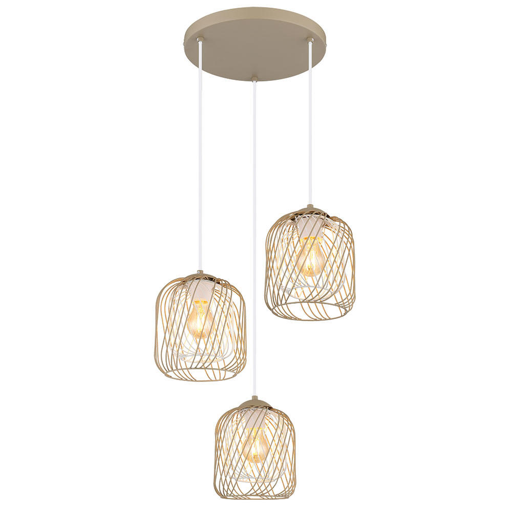 LED PENDELLEUCHTE DICHTI Metall Sand 3-flammig - Bernsteinfarben, Glas (39.4/39.4/150cm) - Globo Lighting