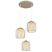 LED PENDELLEUCHTE DICHTI Metall Sand 3-flammig - Bernsteinfarben, Glas (39.4/39.4/150cm) - Globo Lighting