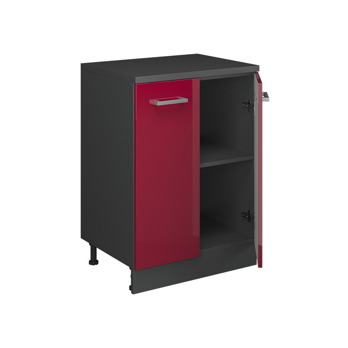 OMARICA ZA PODSTREŠJE Rion Rdeča visoki sijaj 60 x 81.6 cm brez naklona z 2 vrati - rdeča/antracit, leseni material (60/83.8/46cm) - Vicco