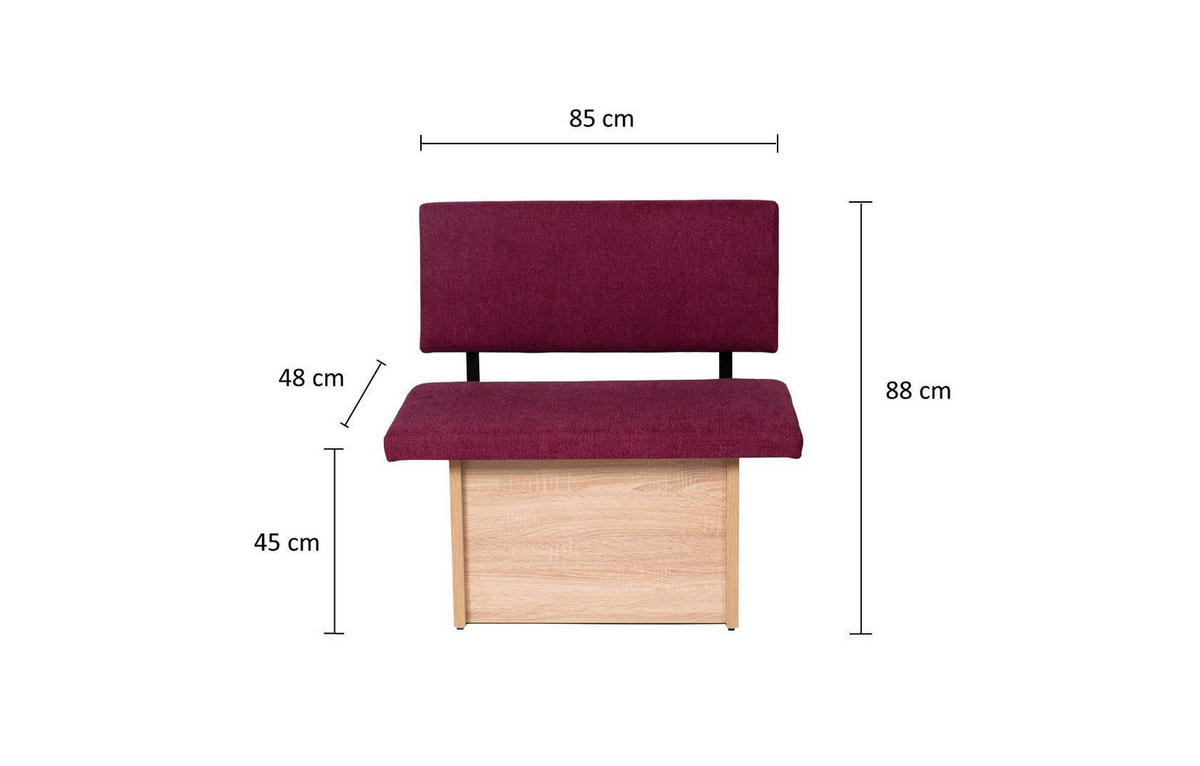 SITZBANK Das Raumwunder - Eichefarben/Violett, Holzwerkstoff/Textil (48/88/85cm) - Kundler Home