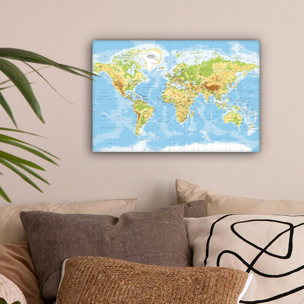 LEINWANDBILD Weltkarte - Statistisch - Blau - Erde - Bildung 30x20 cm - Blau, Textil (30/20cm) - MuchoWow