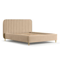 POLSTERBETT Noto Beige 160/200 cm im Samtstoff - Beige/Naturfarben, Holz/Holzwerkstoff (160/200cm) - Maison de Reve