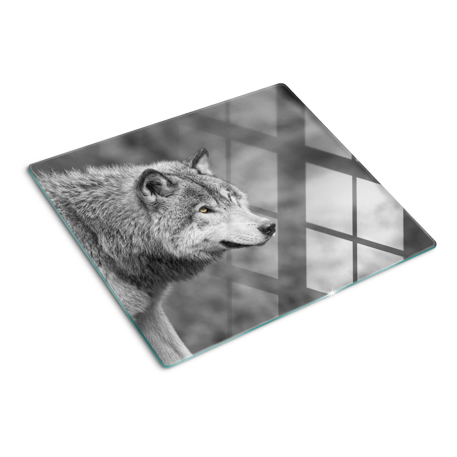 GLASPLATTE 60x52 cm Grauer Wolf - Grau, Glas (60/0.4/52cm) - TULUP