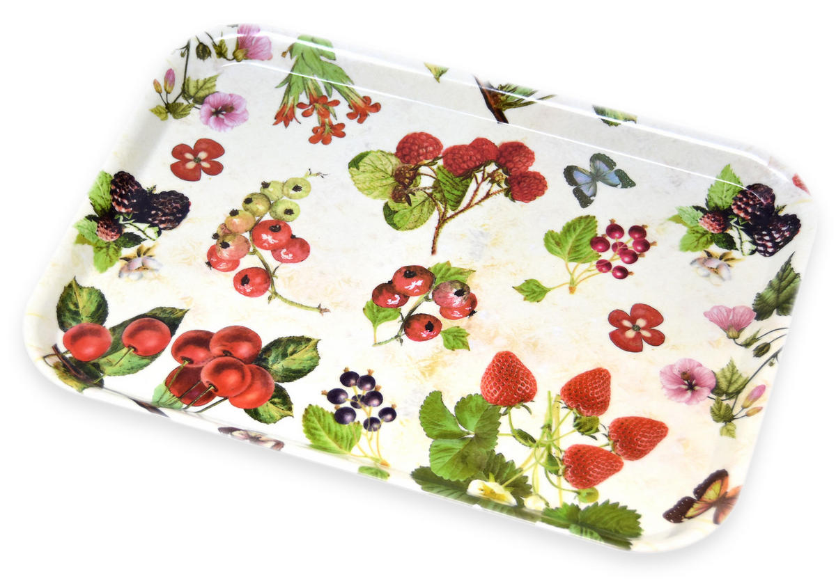 TABLETT Waldbeeren, rechteckige Melamin Serviertablett 38x26 cm - Beere, Kunststoff (26/2/38cm) - Lashuma
