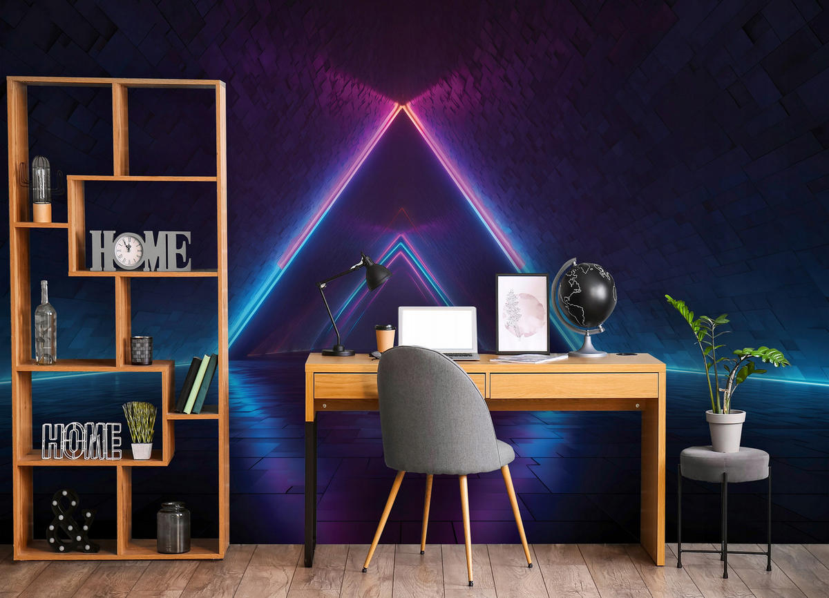 FOTOTAPETE Abstrakt Gaming Blau 400x280 cm - Multicolor, Papier (400/280cm) - Wallarena