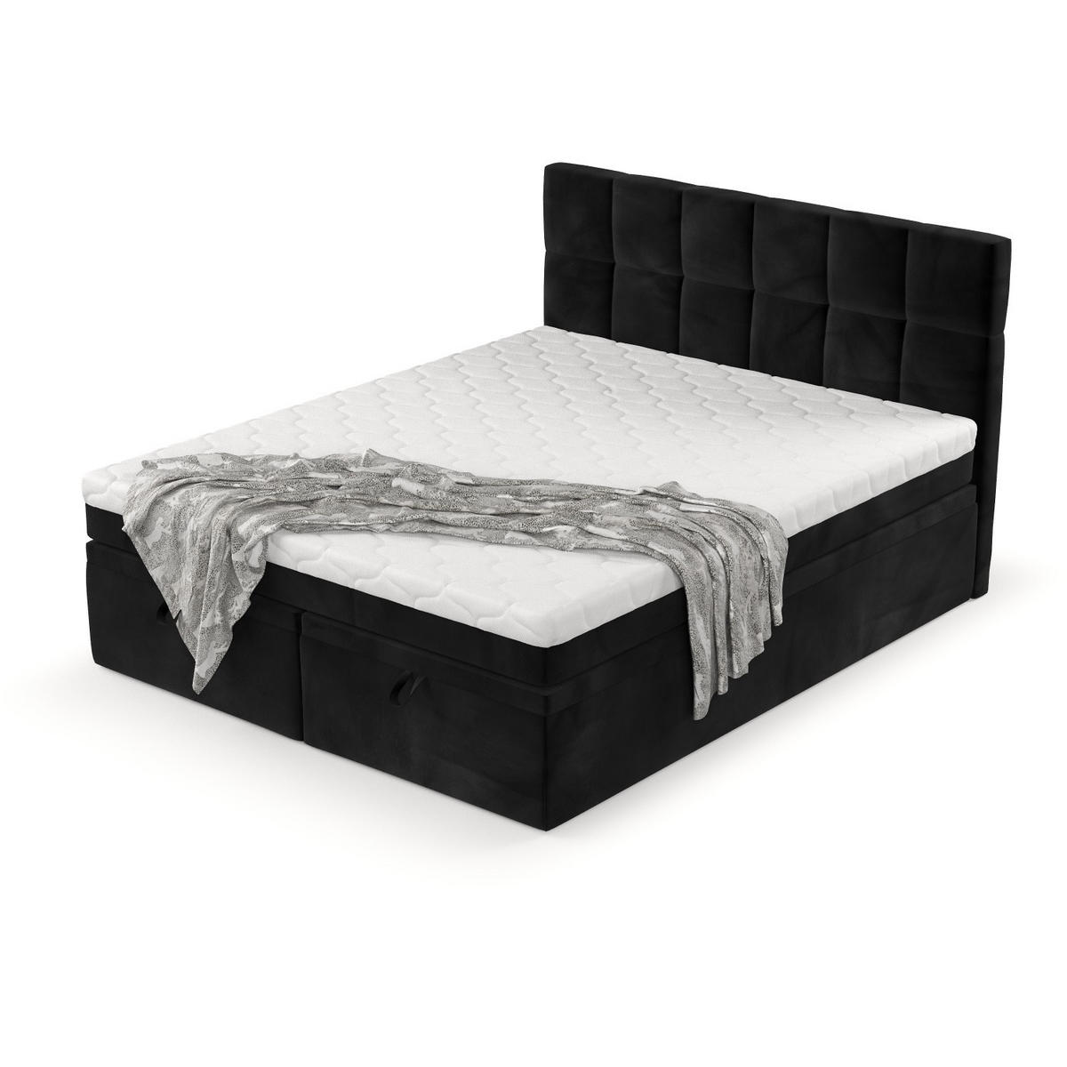 BOXBETT Elano 180/200 cm Schwarz im Kronos Stoff - Schwarz, Holz/Holzwerkstoff (180/200cm) - AltaBeds