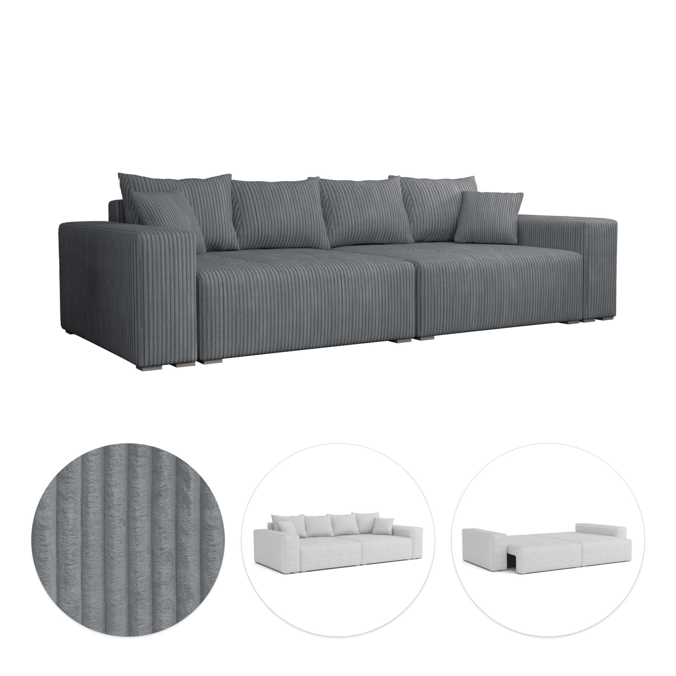SCHLAFSOFA Couch Elstra Grau - Grau, Textil (300/97/140cm) - Fedve