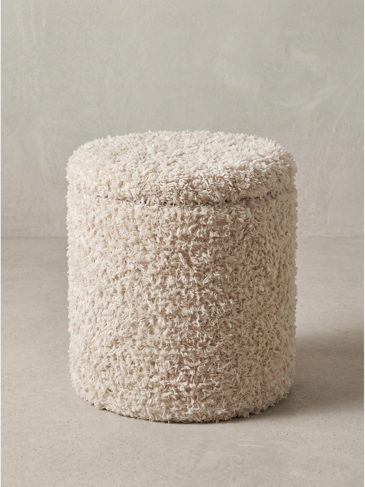 SITZHOCKER RHONE, Stoff, mit Textilbezug, Beige, Ø 40 x 45 cm - Beige, Textil (40/45/40cm) - KADIMA DESIGN