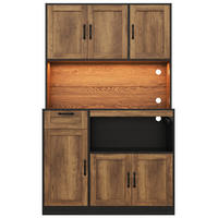KÜCHENSCHRANK Vorratsschrank mit RGB-LED Steckdosen 6 Türen 1 Schublade 180cm - Naturfarben, Holzwerkstoff (110/180/40cm) - Urban Meuble