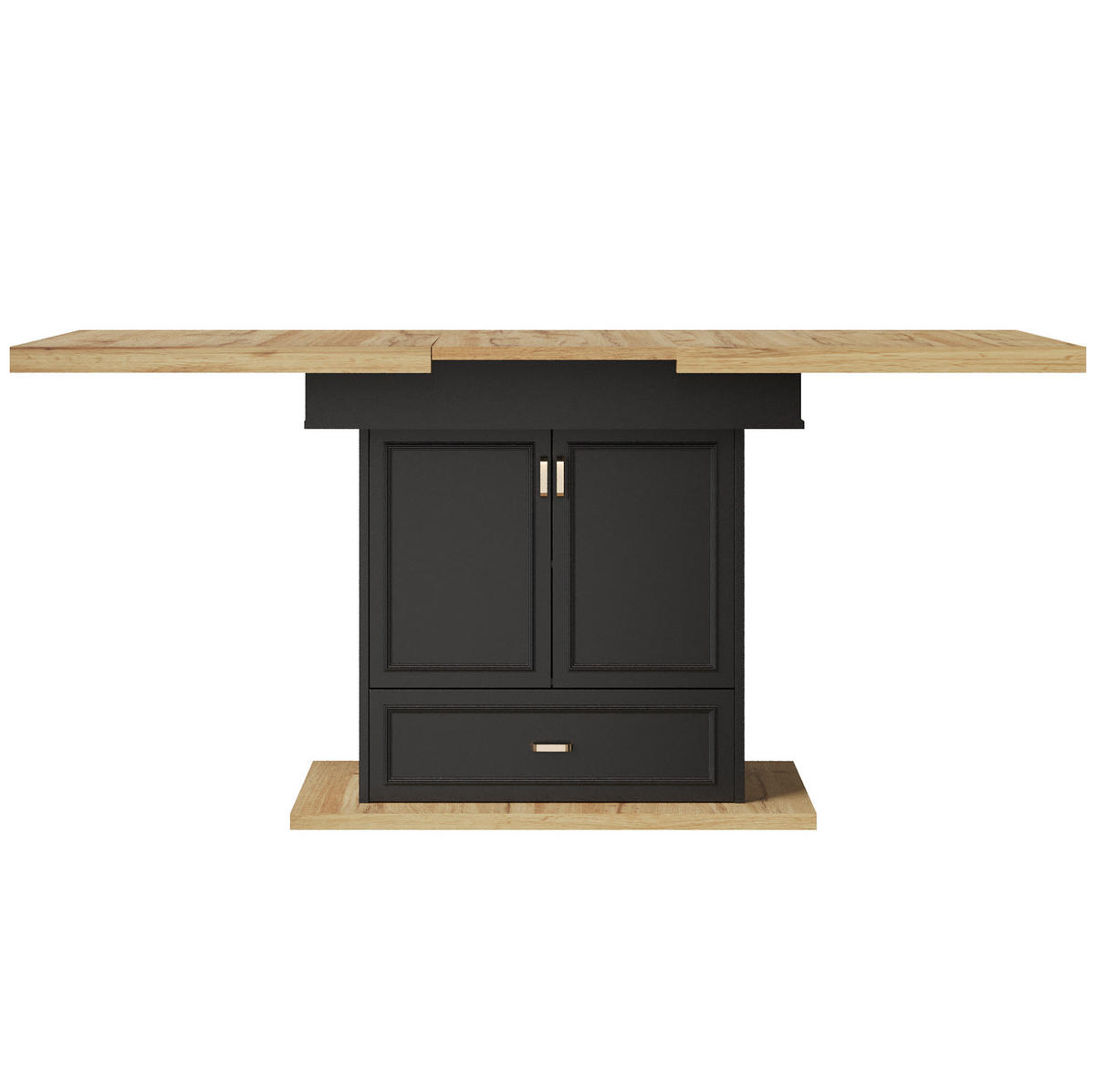 AUSZIEHTISCH 110/80/75 cm Natural Wood mit Stauraum MDF Metall - Naturfarben, Holzwerkstoff (110/80/75cm) - OKWISH