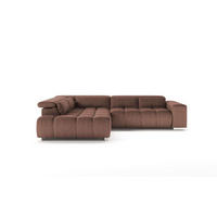 ECKSOFA mit verstellbaren Kopflehnen - Chromfarben/Braun, Textil/Metall (310/225cm) - Cotta