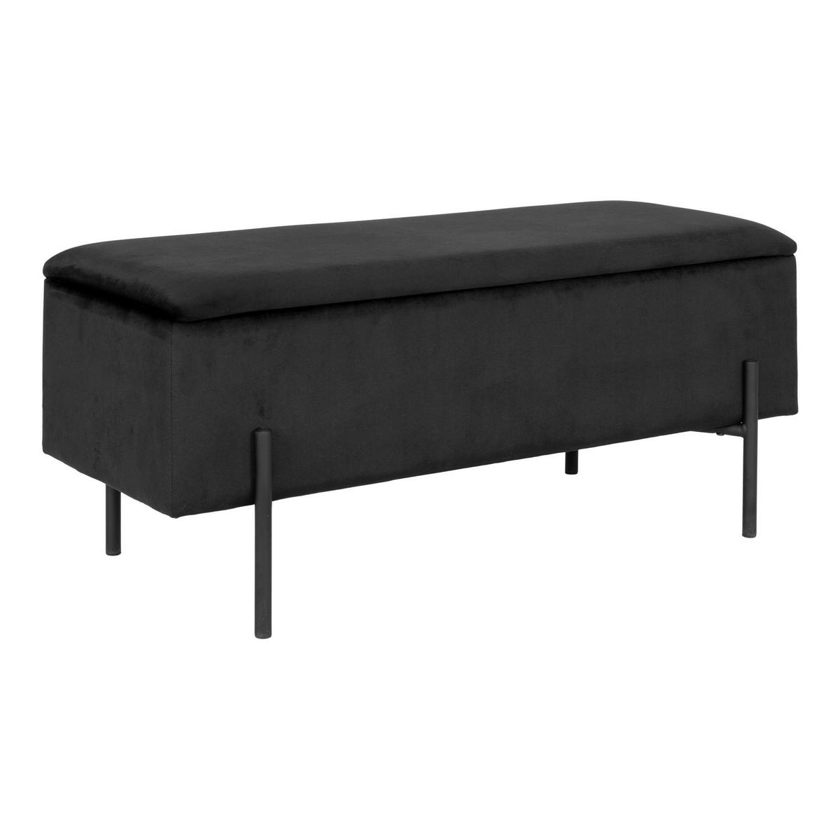 BANK Watford Polyester, Sperrholz Schwarz - Schwarz, Holz (95/43/36.5cm) - tinkaro