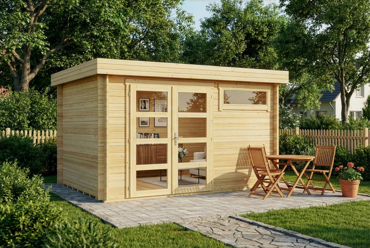 GARTENHAUS Leandro - Naturfarben, Holz (394/217/268cm) - Alpholz