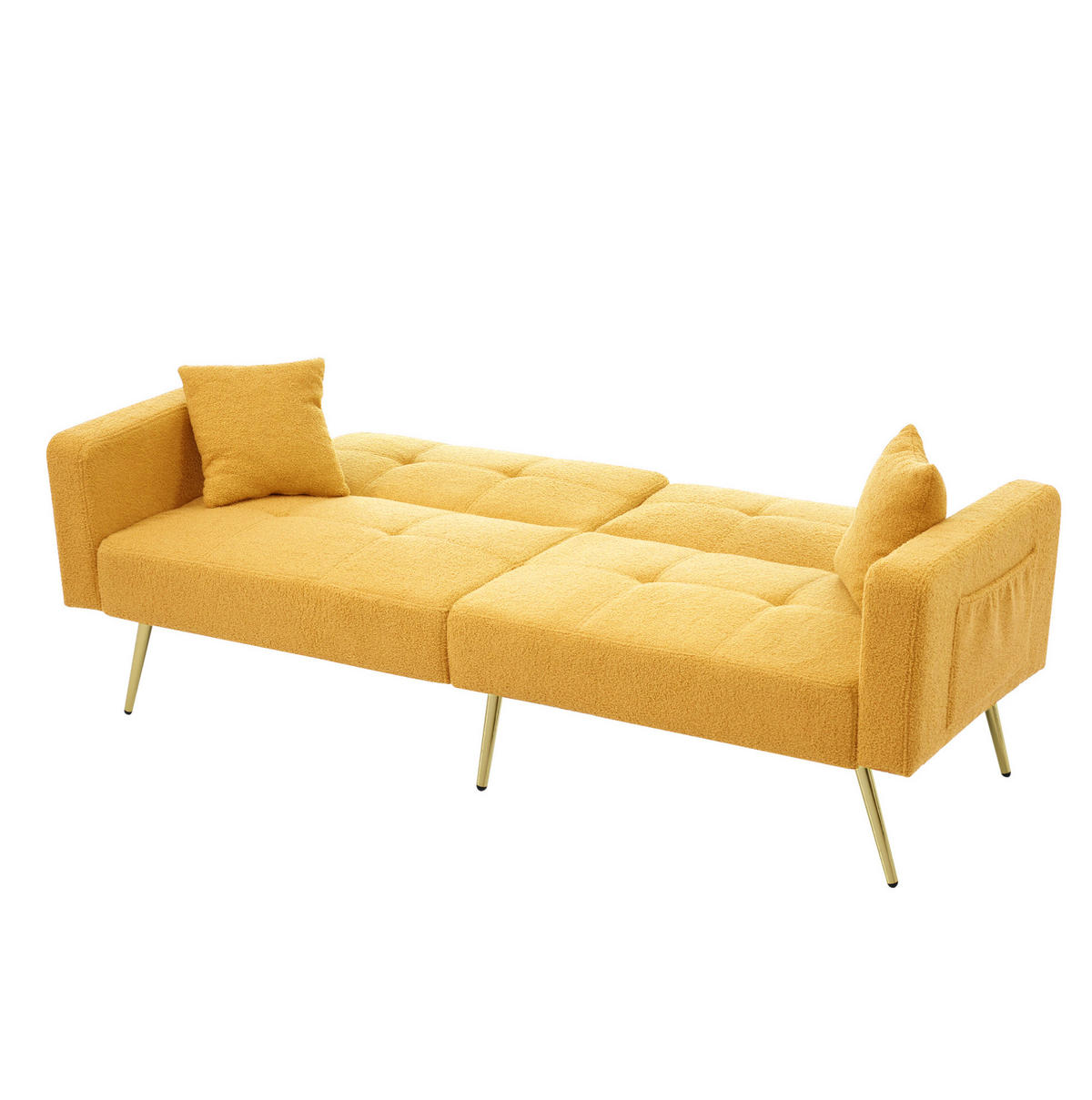 SCHLAFSOFA Lammwollstoff mit verstellbarer Rückenlehne 105–180 Grad Gelb 175/64/72 cm - Gelb, Textil (64/72/175cm) - Redom