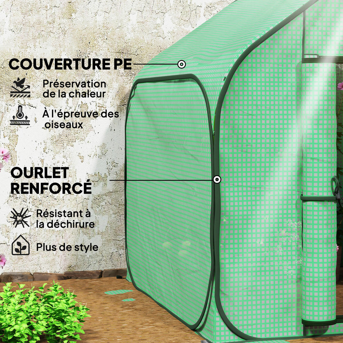 GEWÄCHSHAUS DE-12016 Pop-up-Design mit Reißverschlusstür Grün - Grün, Kunststoff (148/148/150cm) - ComfortXL