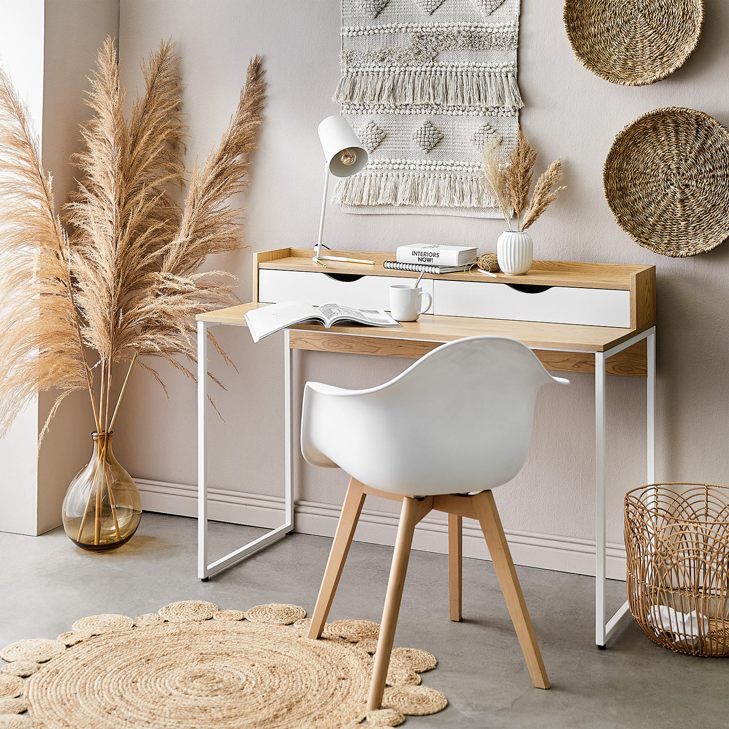 Thumbnail - Butlers Schreibtisch, Braun, Weiß, Holzwerkstoff, 120x85x55 cm, Arbeitszimmer, Schreibtische, Bürotische