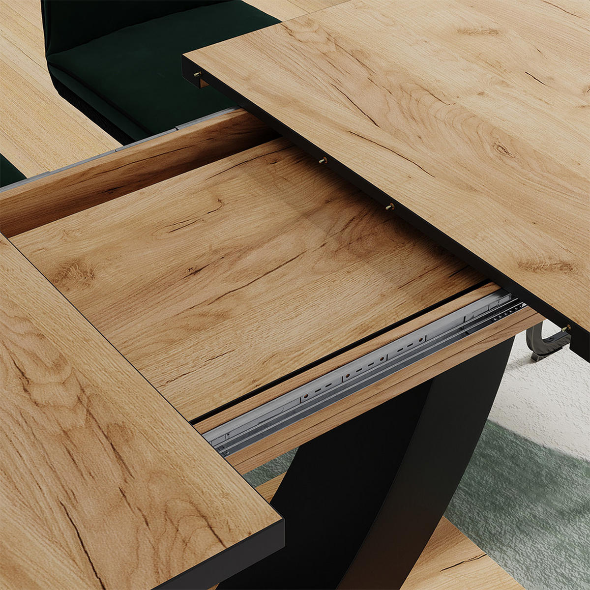 JEDÁLENSKÝ STÔL Fenaro Čierna/dubová - čierna/farba duba, kompozitné drevo (80/120/77.4cm) - Vicco