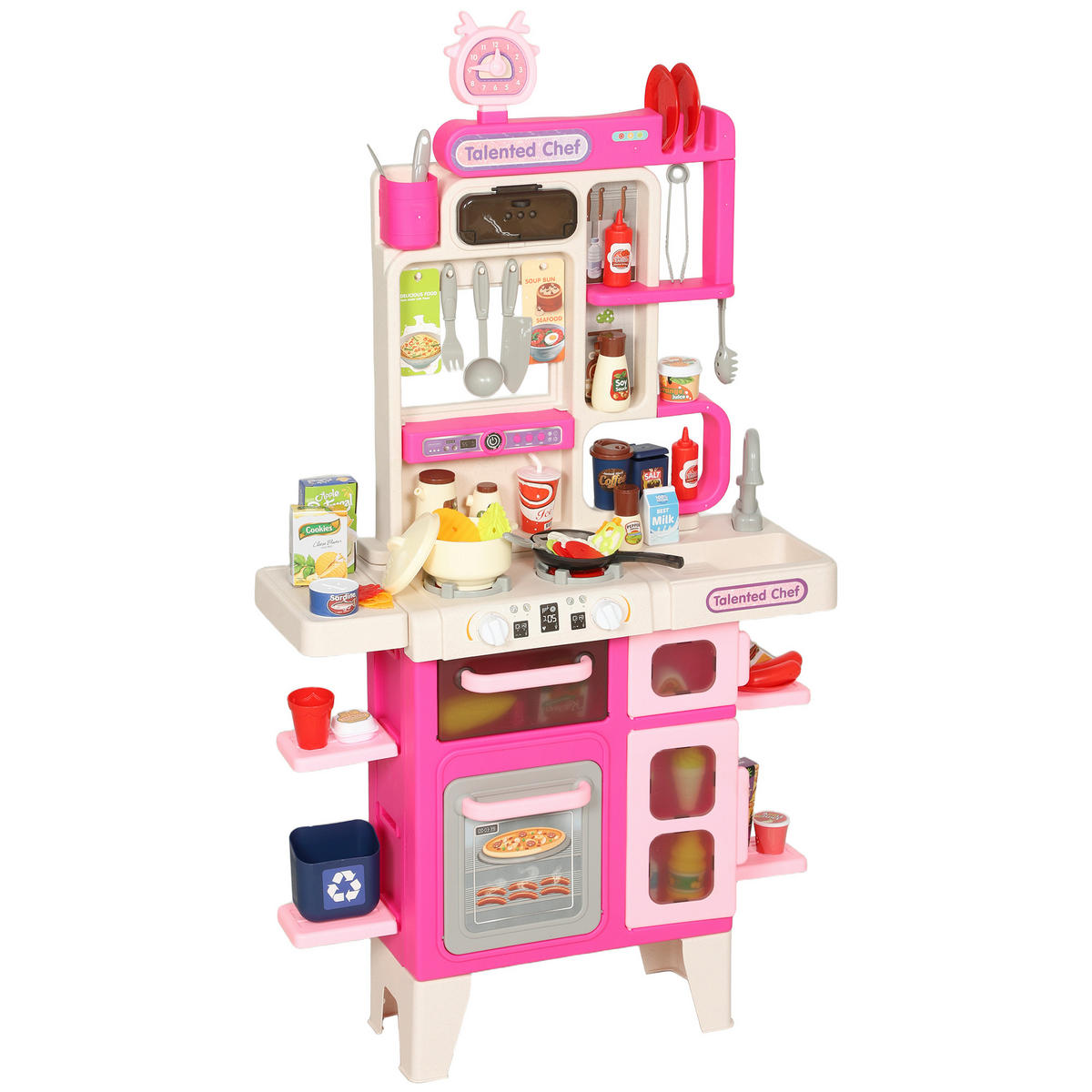 SPIELKÜCHE DE-18738 104-teilig mit Licht, Sound & Nebel Rosa - Pink, Kunststoff (52.5/22/100cm) - ComfortXL