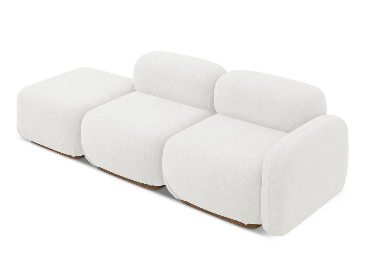 3-SITZER SOFA Links Bouclé Stoff Weiß - Weiß/Braun, Holz/Textil (258/73/95cm) - Makamii