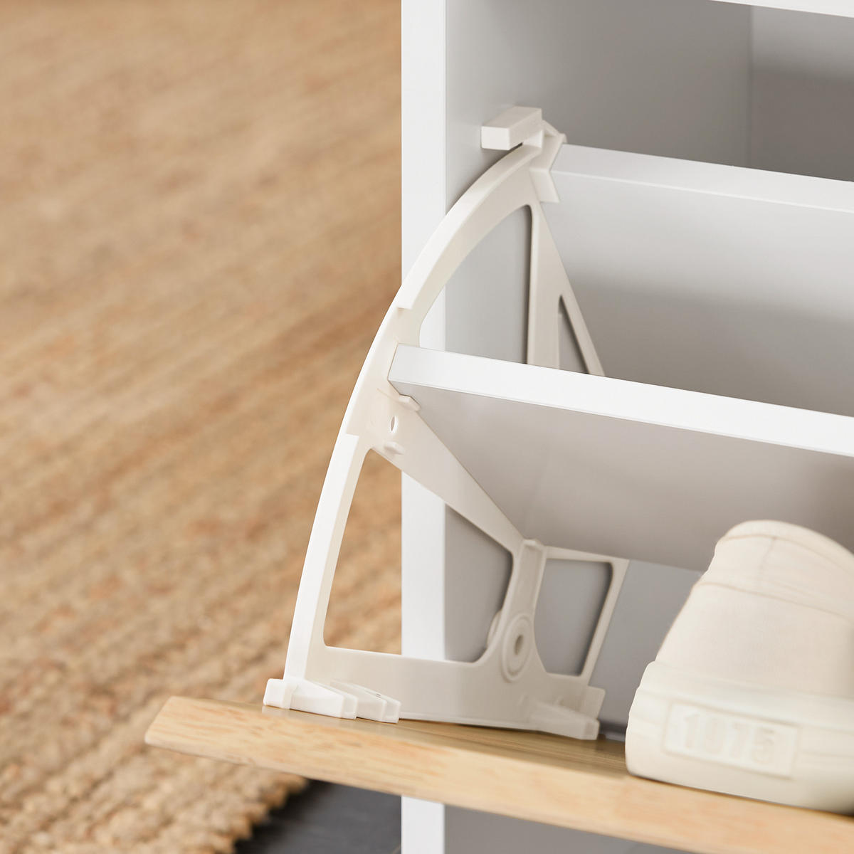 SCHUHBANK Weiß-Natur - Weiß, Holzwerkstoff (61/47/26cm) - SoBuy