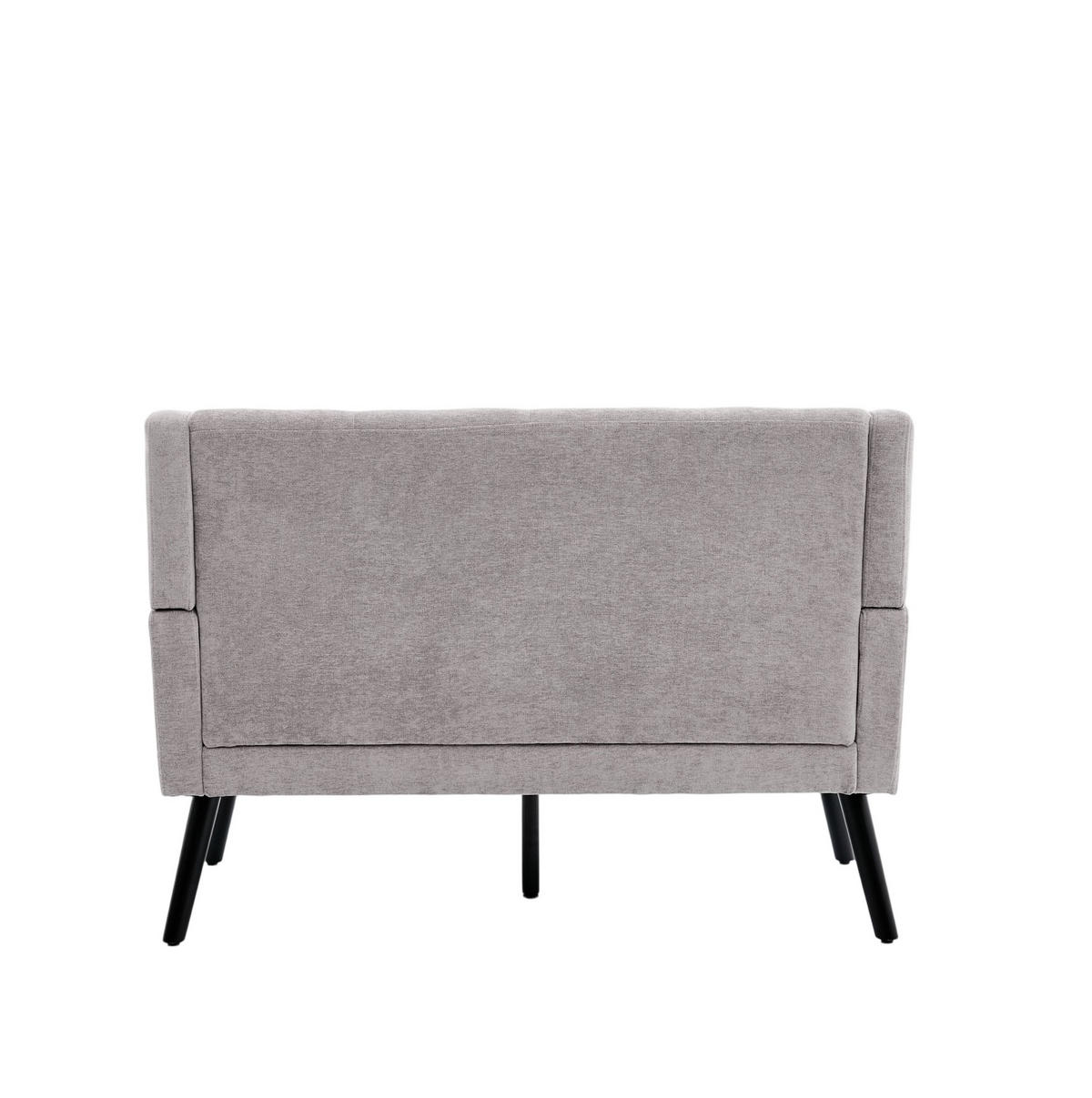 ČALOUNĚNÁ lavice 2místná světle šedá z látky s prošitím a nohami z masivního dřeva - světle modrá, textil (75/88/119cm) - OKWISH