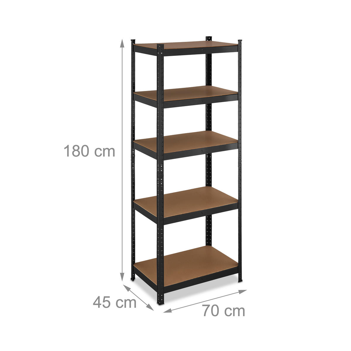 SCHWERLASTREGAL - Schwarz, Holzwerkstoff/Kunststoff (70/180/45cm) - Relaxdays