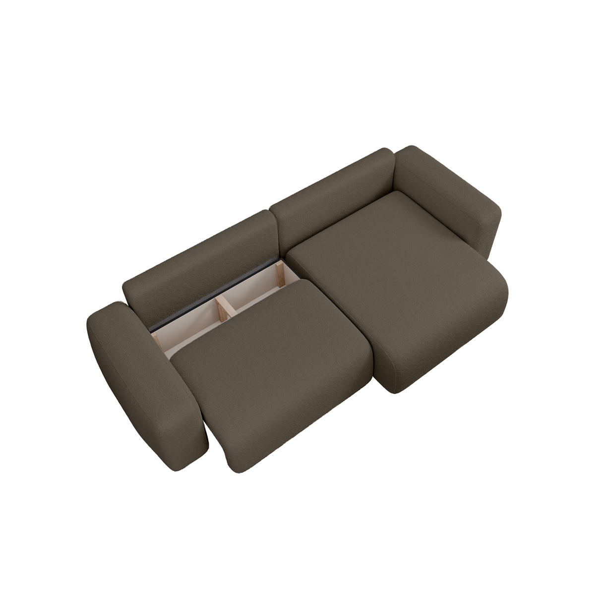 ECKSOFA TALW L MINI mit Schlaffunktion, Dunkelbraun - Dunkelbraun, Textil (257/148cm) - Fedve