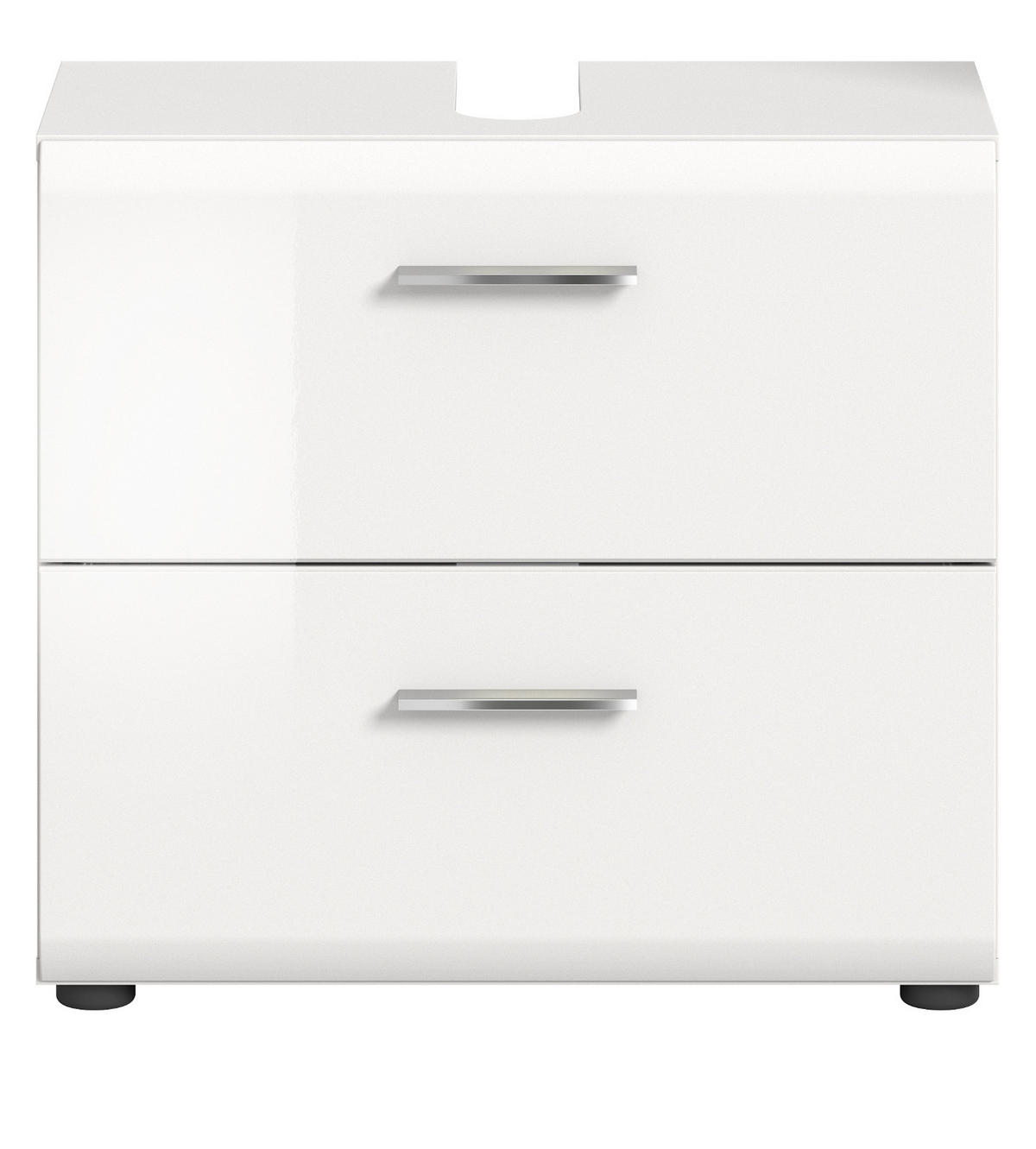 WASCHBECKENUNTERSCHRANK weiß Hochglanz, Badezimmer Unterschrank 60 cm - Weiß Hochglanz/Schwarz, Holzwerkstoff/Kunststoff (60/54/30cm) - Inn.Furn