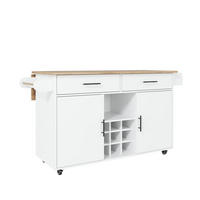 KÜCHENINSEL DE-41512 120/45/84 cm, klappbare Arbeitsplatte, Weinregal Weiß - Weiß, Holzwerkstoff (120/84/45cm) - ComfortXL