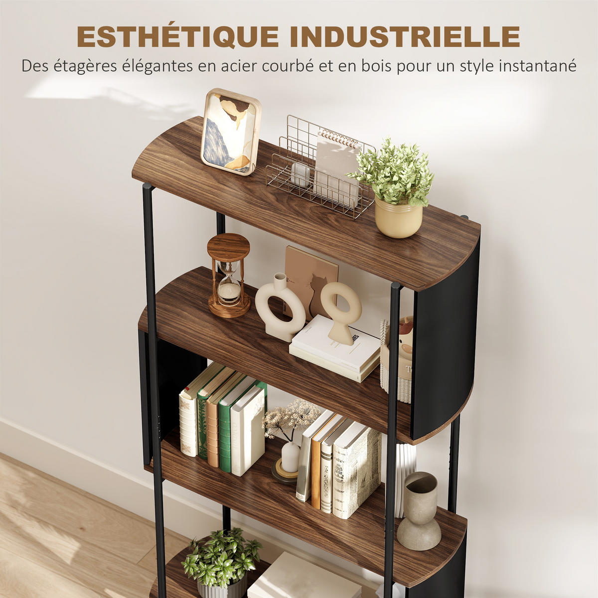 REGAL DE-15573 80x30x141 cm, 4-stufig Braun - Braun, Metall (80/141/30cm) - ComfortXL